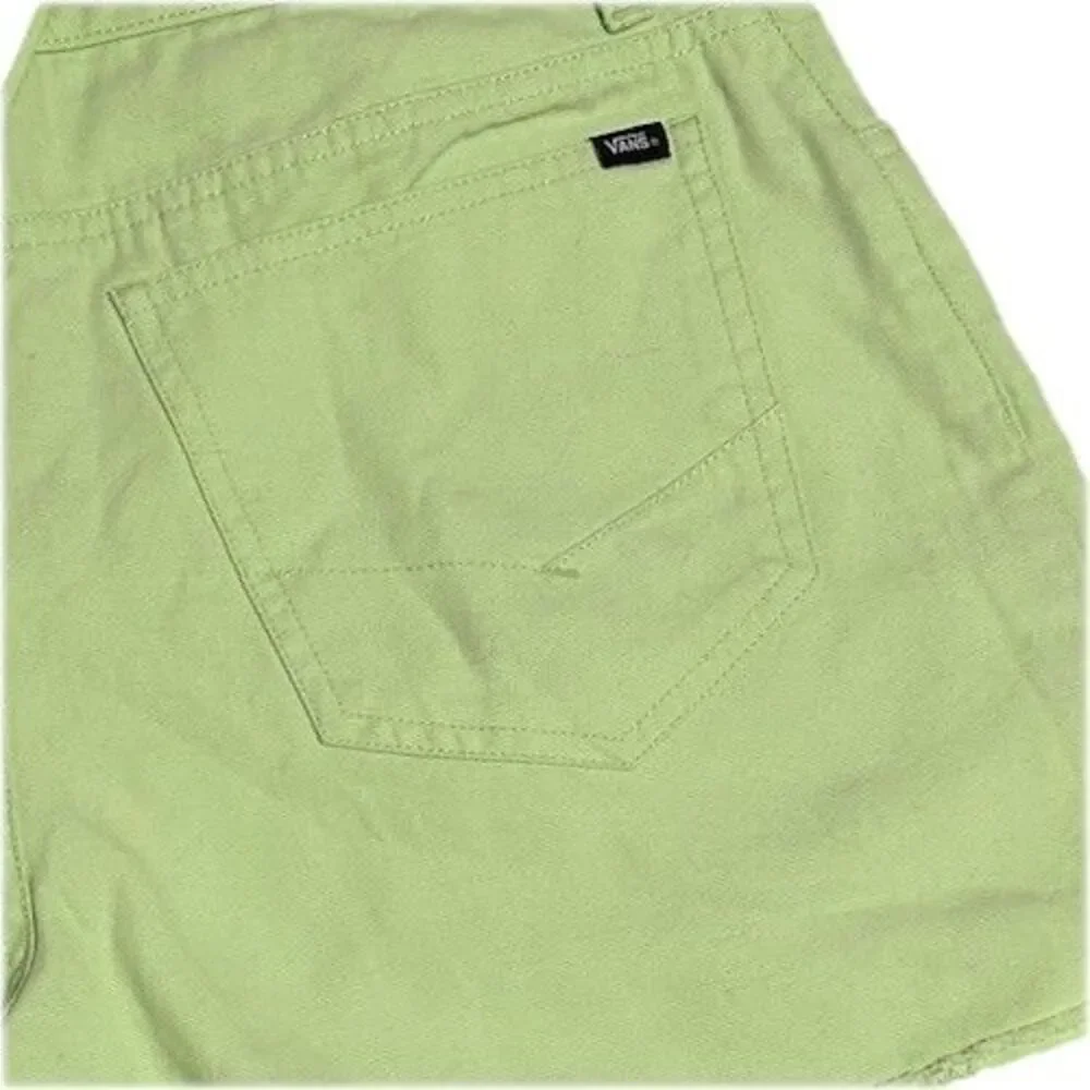 NWT Vans Barnes Canvas Shorts Lime Green High Rise Pleated Skater Boho 28